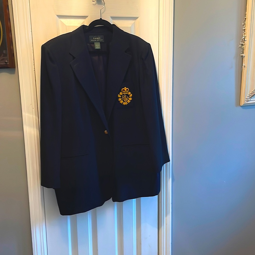 Vintage Ralph Lauren Classic emblemed Women’s Navy Blazer 18W